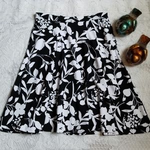 Womens Black and White floral skirt